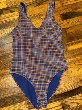 Athleta Multicolor Plaid One-Piece Swimsuit - Blue Lining